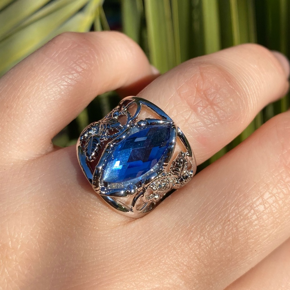 NEW 925 Sterling Silver Blue Stone Ring - Picture 7 of 14